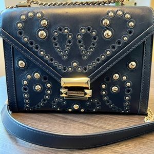 Studded Whitney Shoulder Bag in Admiral Navy